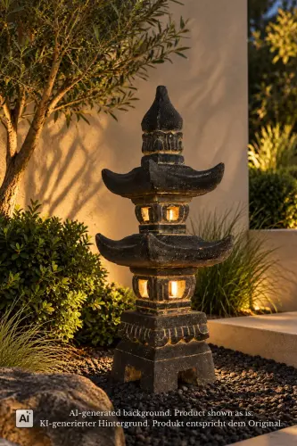 Product image of the product “Pagoda Lamp, 70 cm Height, Cast Stone, Handcrafted & Coloured ”